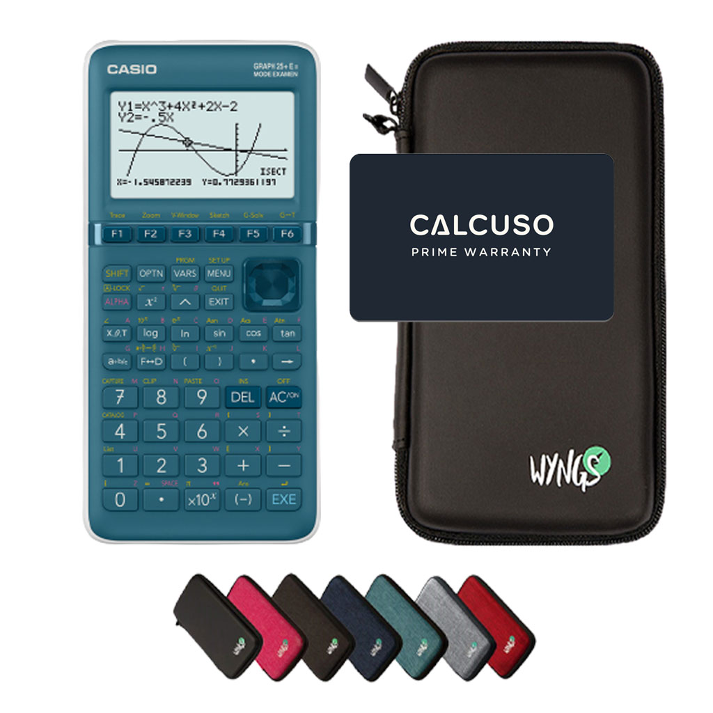 Casio Graph 25+E II con Custodia Protettiva WYNGS inclusa - Calcolatrice Grafica - Pacchetto Base