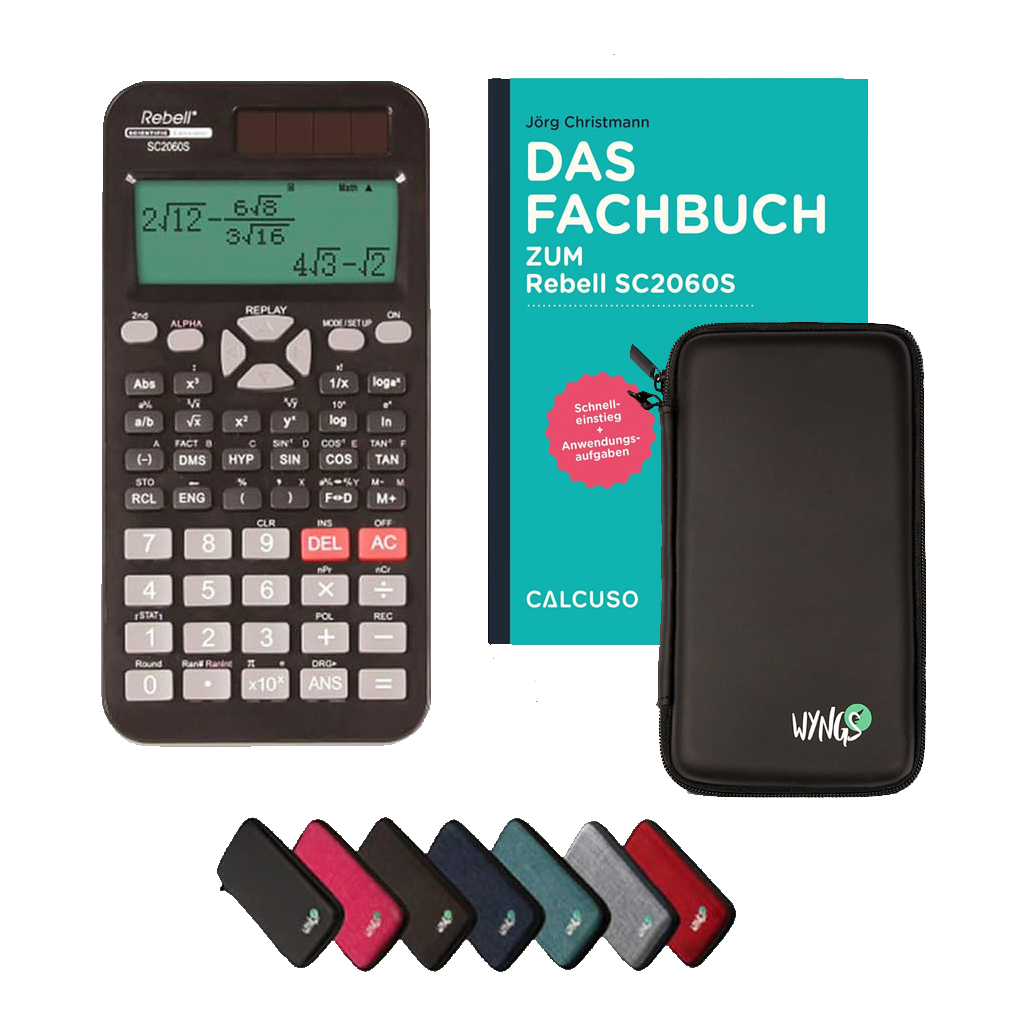 Rebell SC2060S con custodia protettiva Nero e manuale (56 pagine, DIN A5) – Calcolatrice scientifica – Smart Set