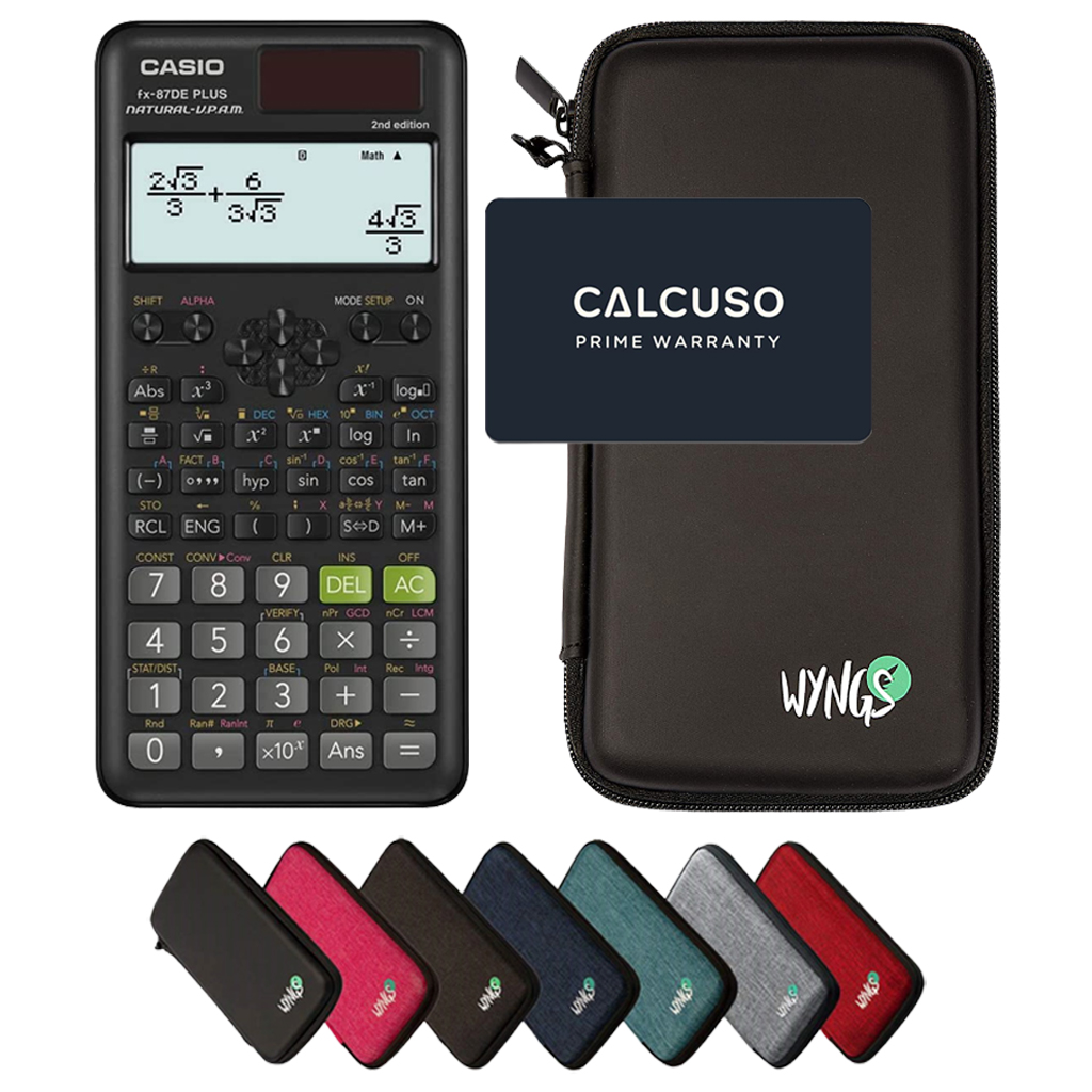 Casio fx-87DE Plus 2nd Edition con Custodia Protettiva WYNGS inclusa - Calcolatrice Scientifica - Pacchetto Base