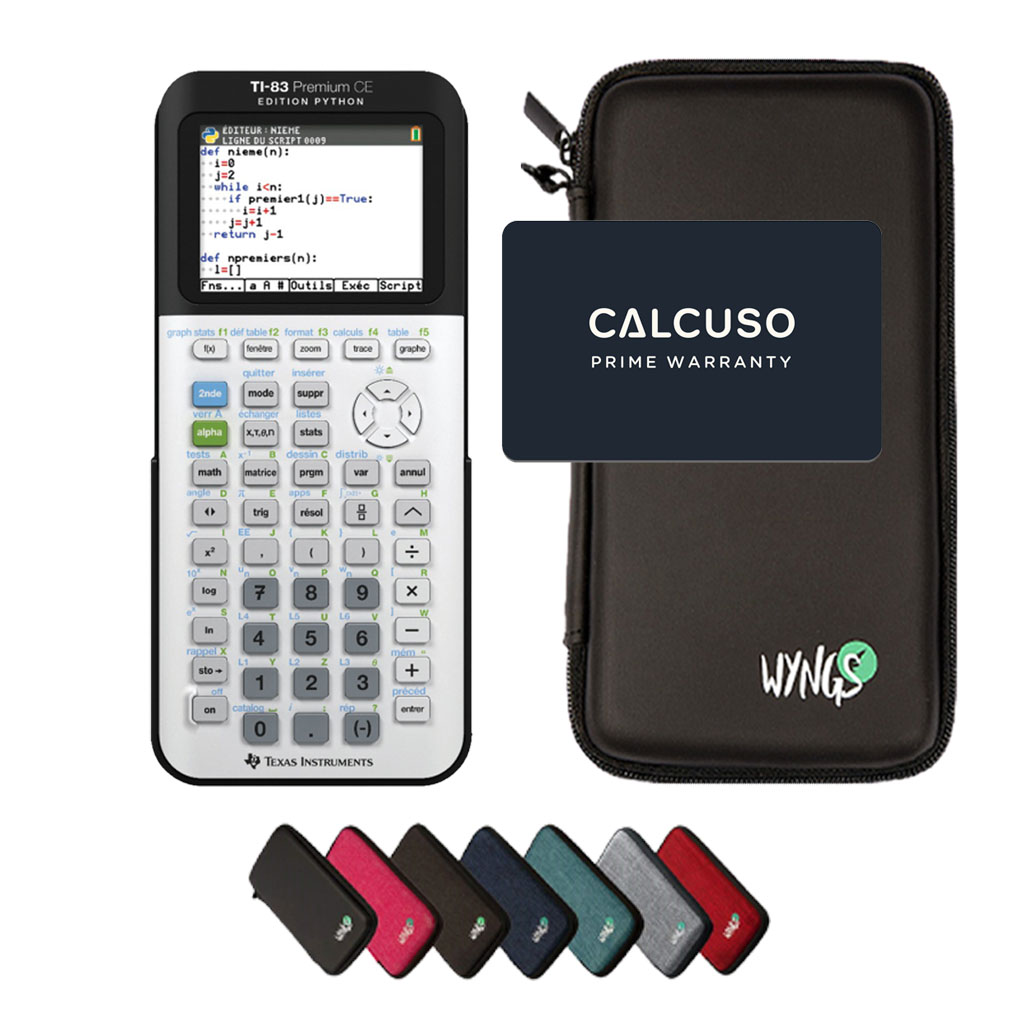 TI-83 Premium CE Edition Python con Custodia Protettiva WYNGS inclusa - Calcolatrice Grafica - Pacchetto Base