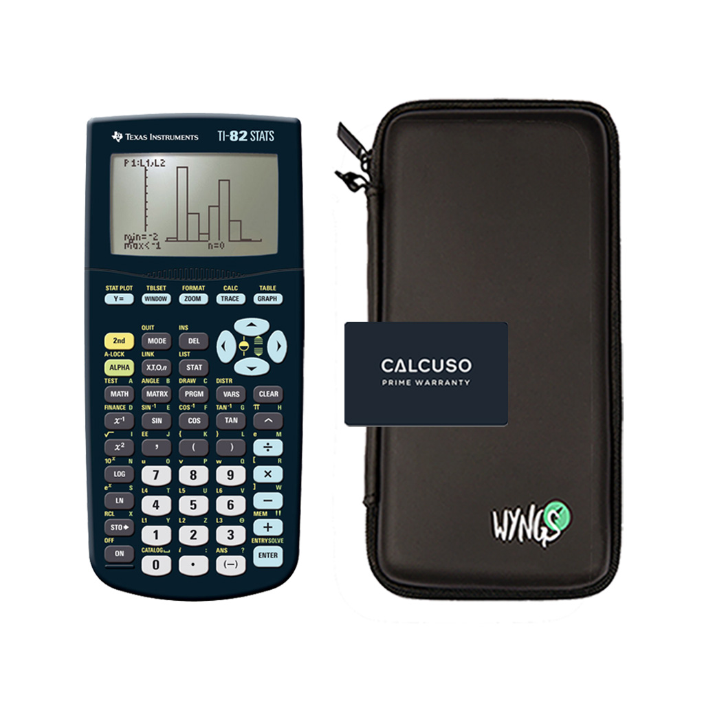 TI-82 Stats incl. WYNGS Beschermhoes Zwart - Grafische Rekenmachine - Basis Pakket