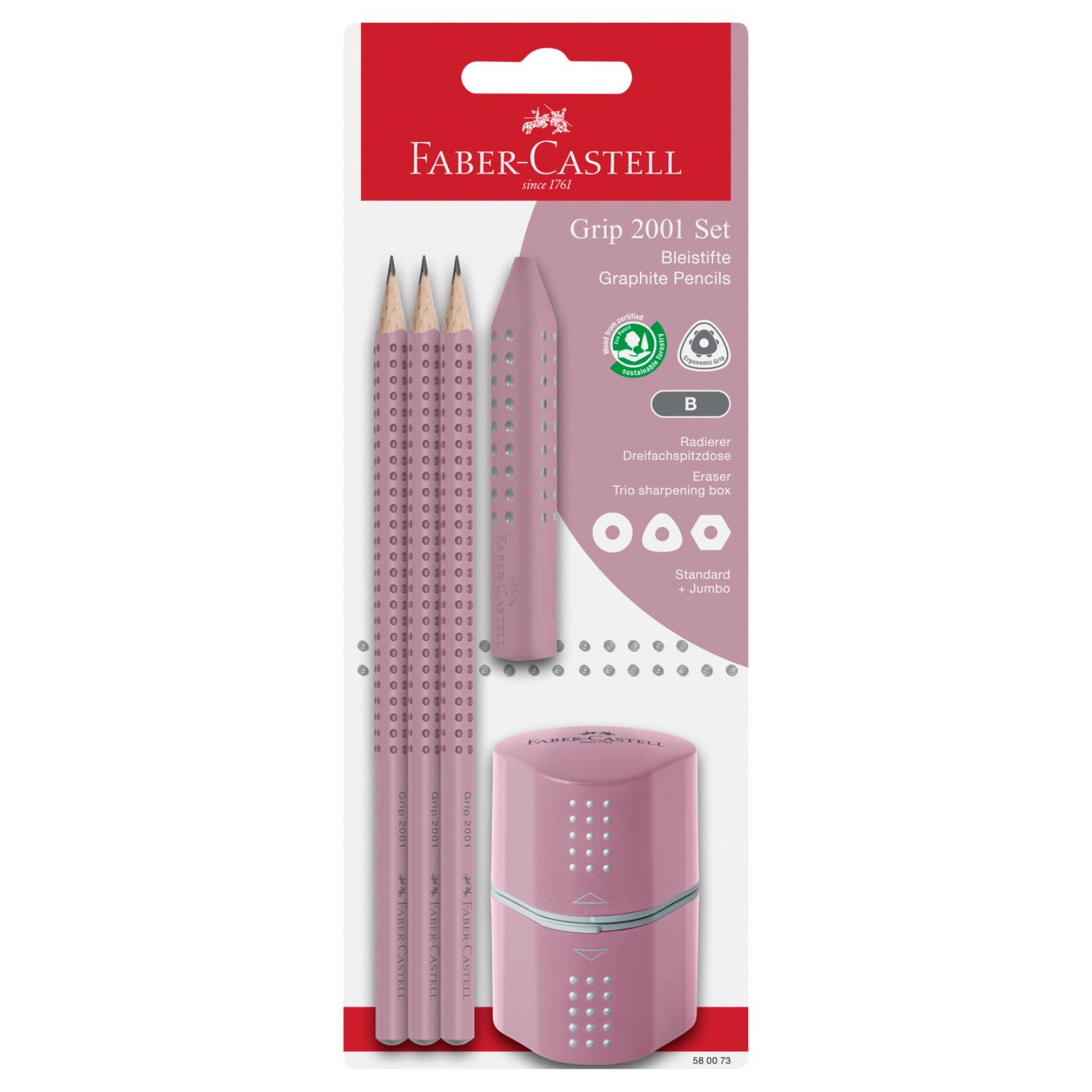 Faber-Castell Grip 2001 set, roze tinten