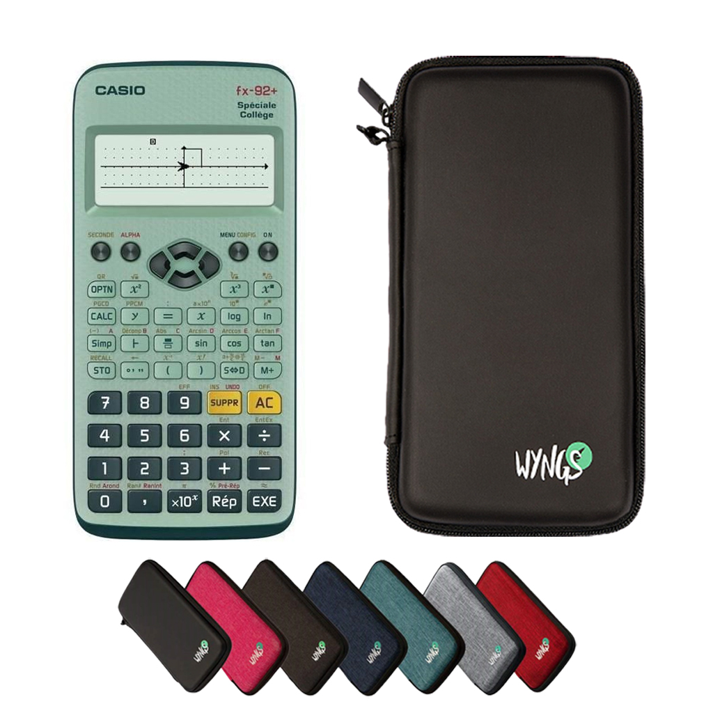 Casio fx-92+ Spéciale Collège incl. WYNGS Beschermhoes - Wetenschappelijke Rekenmachine - Basis Pakket