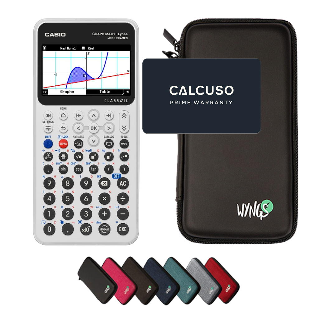 Casio Graph Math+ incl. WYNGS Beschermhoes - Grafische Rekenmachine - Basis Pakket