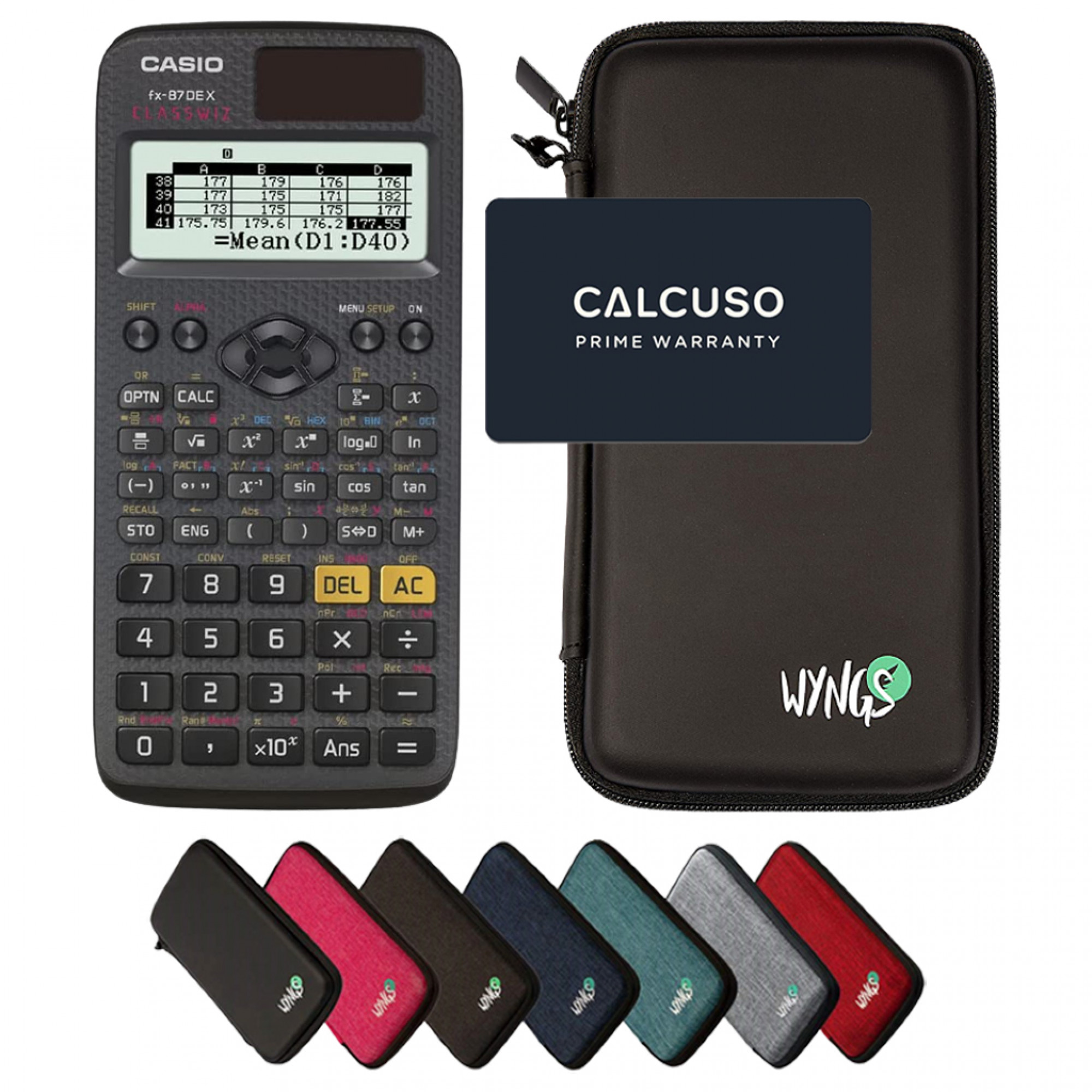 Casio fx-87DE X ClassWiz incl. WYNGS Beschermhoes - Wetenschappelijke Rekenmachine - Basis Pakket