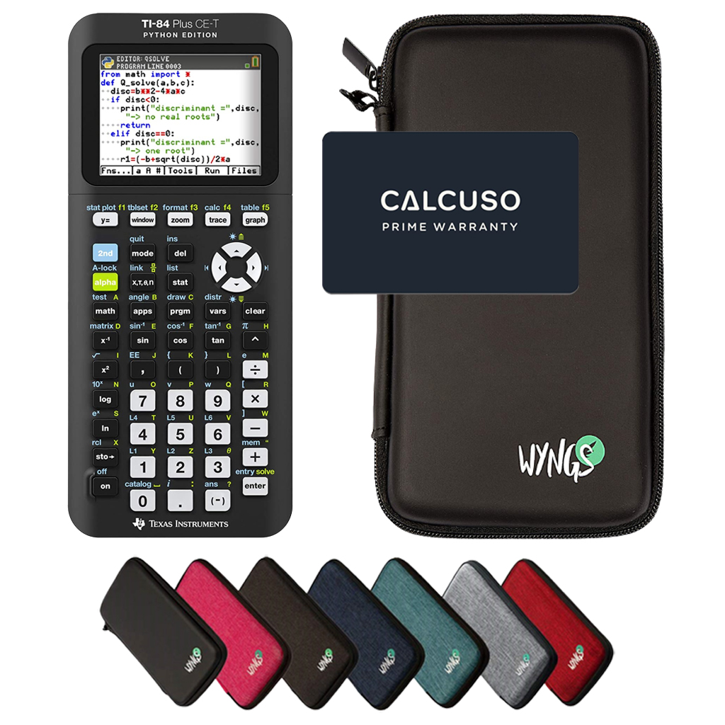 TI-84 Plus Ce -T Python Edition incl. WYNGS Beschermhoes - Grafische Rekenmachine - Basis Pakket