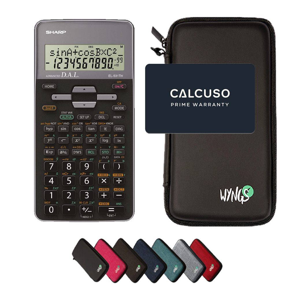 CALCUSO Pacote Básico preto com Calculadora Sharp EL-531TH Cinza