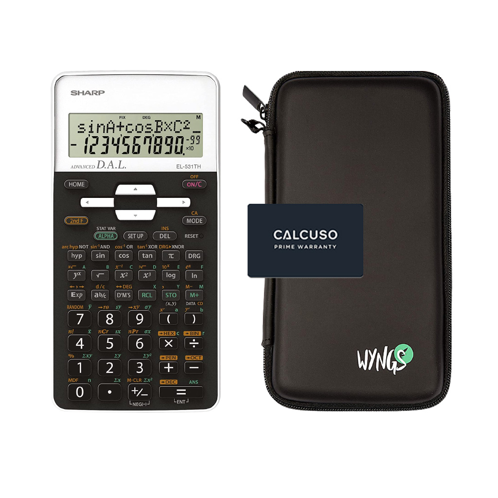 CALCUSO Pacote Básico preto com Calculadora Sharp EL-531TH Branco