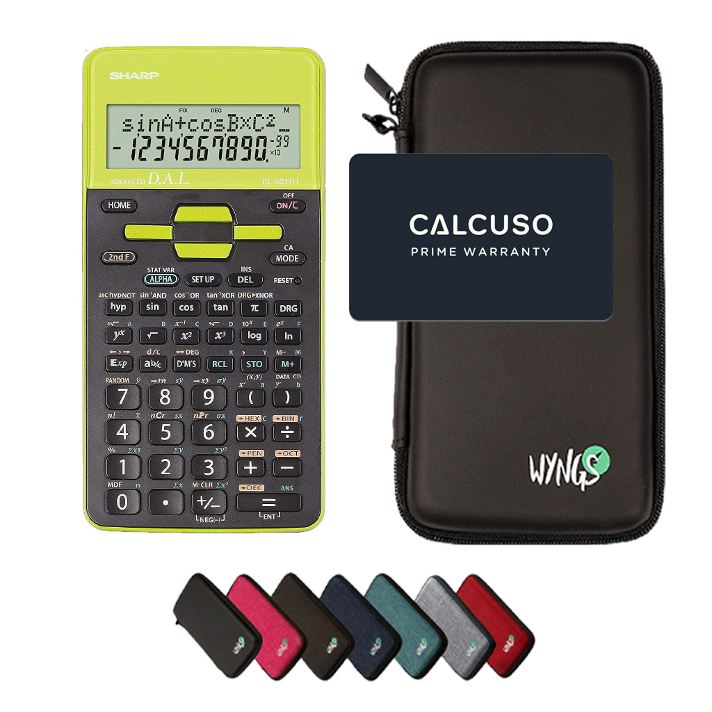 CALCUSO Pacote Básico preto com Calculadora Sharp EL-531TH Verde