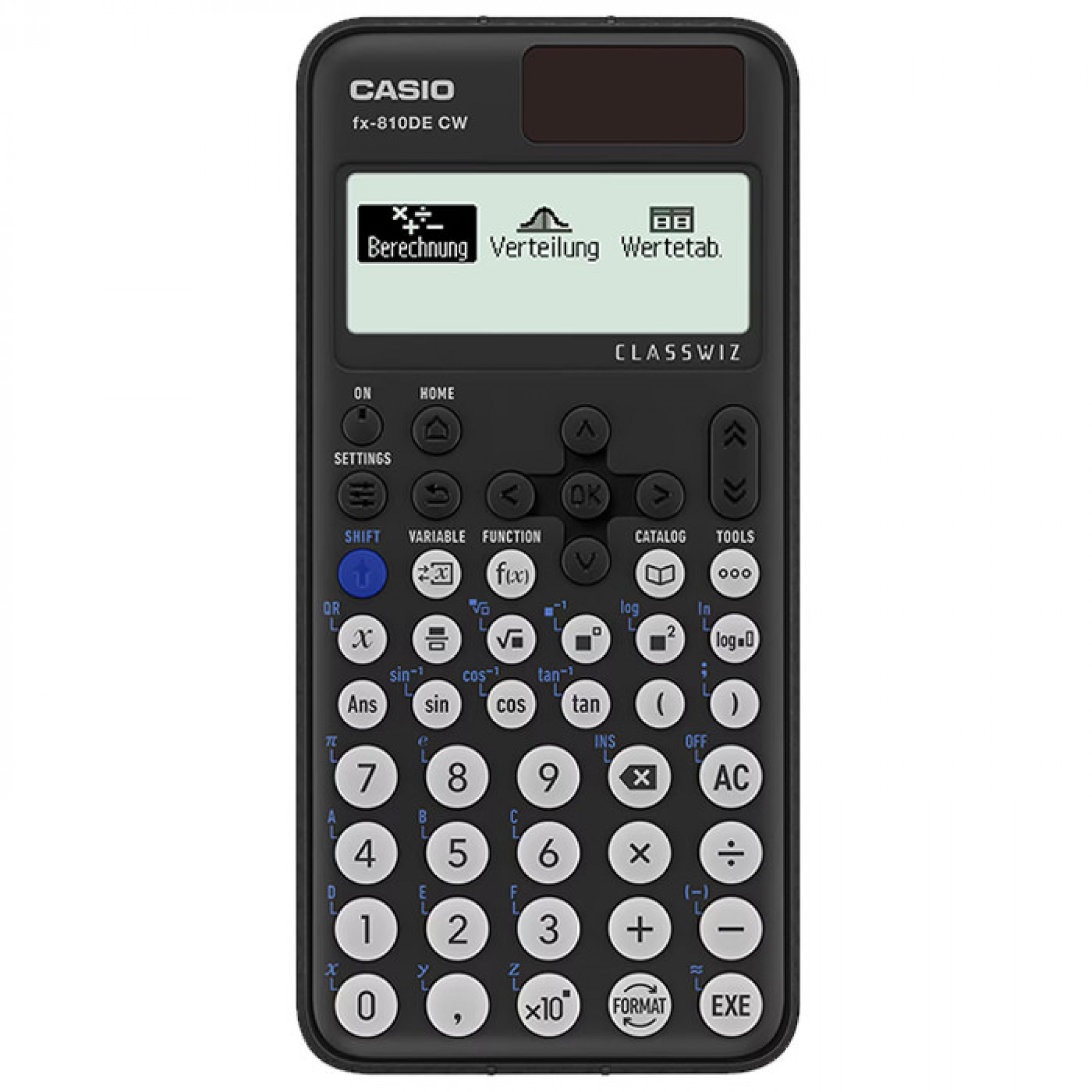Casio FX-810 DE CW +Jeans-Tasche hellblau, Zirkelset lila,Schutzfolie, Garantie